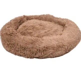 Cushion Krems fluffy rund hundeseng medium khaki